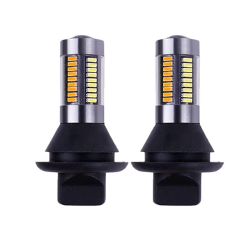 

2 Pieces Led Two-Color Car Drl Turn Signal 12V 66Smd 4014 White To Yellow With Decoder Daytime Running Lights Bau15S 1156