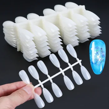 

120pc Fake Nails Tips for Display Oval Shape Natural Clear Color Full Cover Practice Card False Nails Extension Mold NF1030-1
