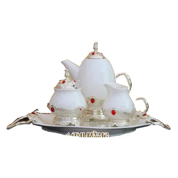 

wedding decoration Icecracking glaze 5 person use Teaware European style New ceramic tea cup teapot Coffee set Creative tea set