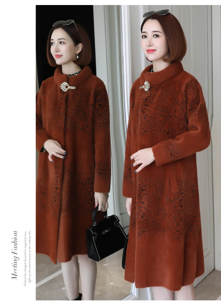 Noble fashion in the fall and winter of imitated mink wool coat in the new popular long overcoat