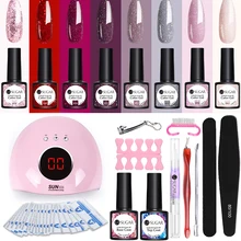 Ur Sugar набор для ногтей с УФ светодиодный лампой 8 цветов Комплект гель-лаков для ногтей 24 Вт Сушилка для ногтей машина основа верхнее покрытие инструмент для дизайна ногтей