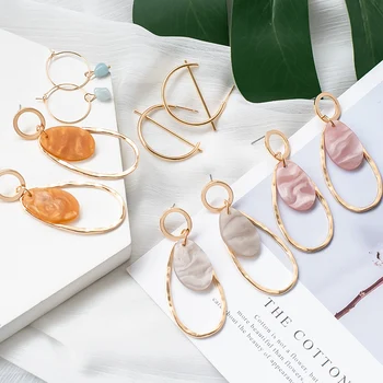 

2020 New Vintage Circle Hoop Earrings For Women Summer Fashion Statement Simple Gold Round Party Hanging Earrings Punk Jewelry