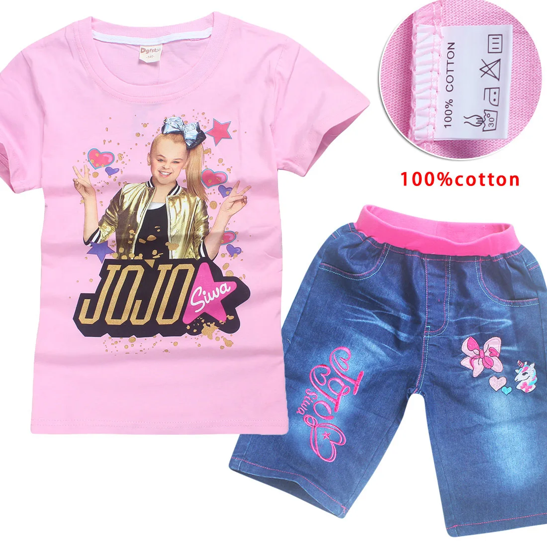 JOJO SIWA/Детские футболки хлопковые футболки для маленьких девочек комплекты с короткими рукавами для мальчиков и девочек футболки Одежда для девочек 10-12 лет - Цвет: S8356-red