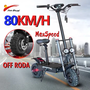 Online JS Elektrische Roller Bis Zu 80 KM/H Mit Dual Motor Kick Roller Off-road Reifen Skateboard Electrico Trotinette Electrique Für Erwachsene