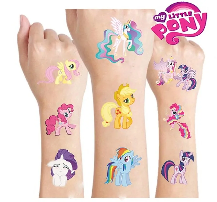 My Little poni-pegatinas de dibujos animados para niños, tatuajes adhesivos resistentes al agua, tatuaje bonito, regalos de fiesta de cumpleaños