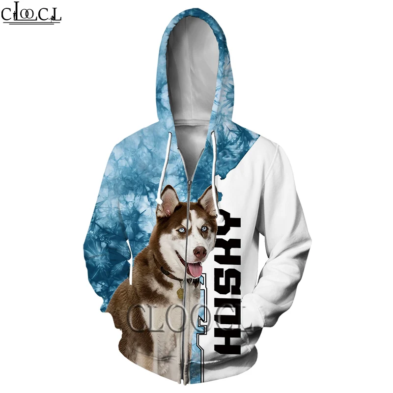 

HX Animal Husky Dog 3D Print Hoodies Pullover Men Women New Fashion Casual Harajuku Zipper Hoodie Hoody Tops