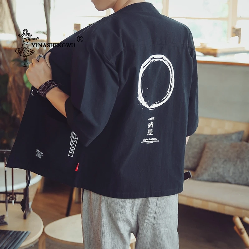Yukata мужской Кимоно Кардиган для мужчин японские кимоно Топ пальто кимоно костюм для косплея с принтом азиатская одежда летние пляжные повседневные рубашки