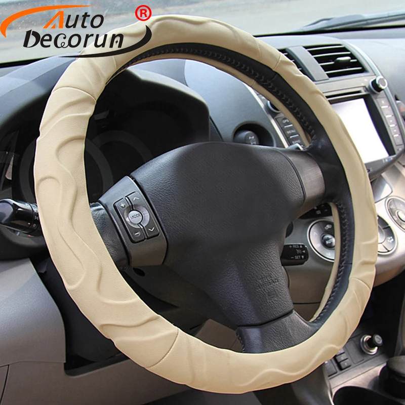 

AutoDecorun Luxury Car Wheel Cover Leather for VW Volkswagen Passat Beetle golf sharan POLO Caddy Tiguan magotan touareg 38CM