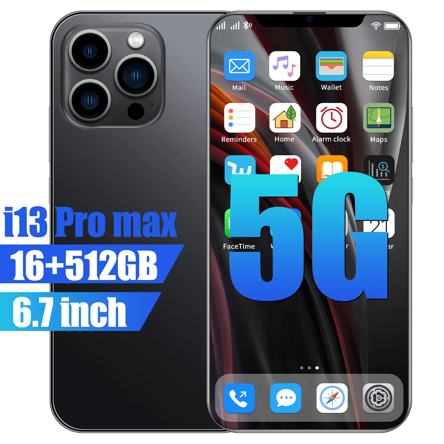 Смартфон I13 Pro Max 10 ядер 6 7 дюйма 6000 мА · ч Android 11 16 ГБ 512 GBUnlock сотовый телефон с