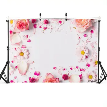 

Blossom Flower Petal White Board Photography Background Prop For Baby Shower Newborn Party Food Cake Backdrop Photo Studio Decor