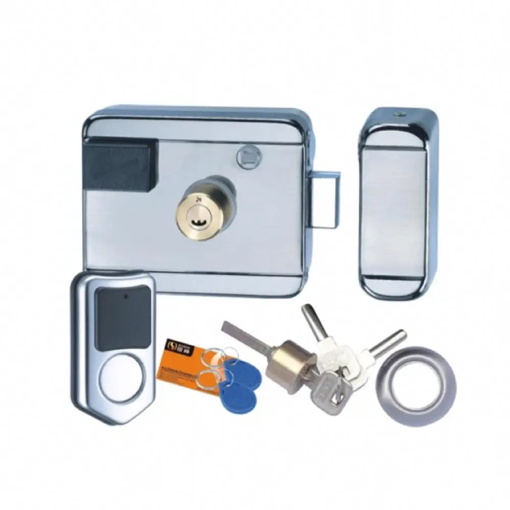 Электронные замки система контроля допуска к двери интегрированный RFID IC ID 38mA считыватель карт Электрический одиночный двойной головкой ворота 12 в замок - Цвет: Double-Battery type