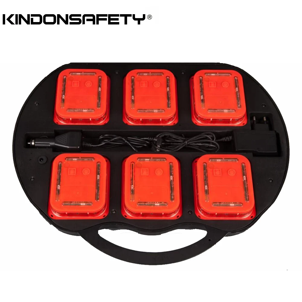 AMBER SHELL RED LEDS 1 комплект,, 6 шт. в упаковке, дорожный предупреждающий светильник, Новейшая функция Syncable Road flash, магнитный мигающий безопасный маяк - Испускаемый цвет: AMBER SHELL RED LEDS