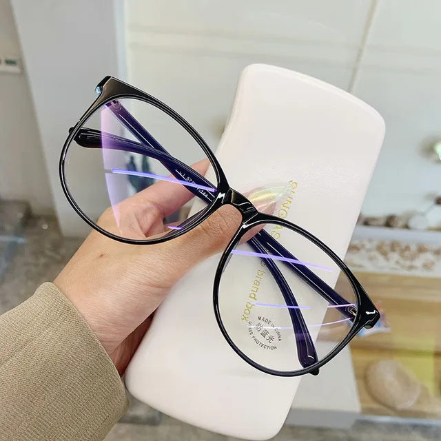 Montura de gafas de ordenador transparente para hombre y mujer, lentes redondas con bloqueo de luz azul, óptica 2