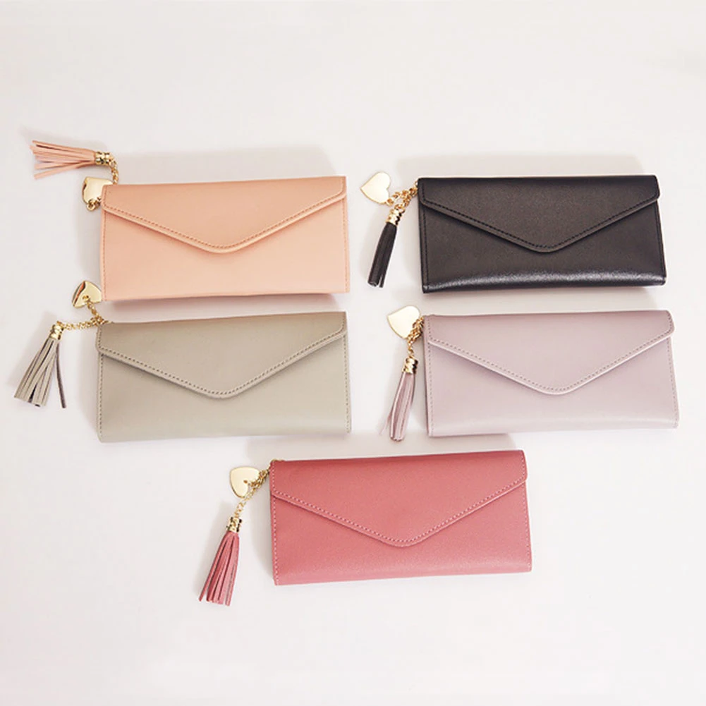 Billeteras sencillas con para mujer, Cartera de mano de sección larga en negro, blanco, y rojo, de cuero sintético suave, tarjetero| Carteras| - AliExpress