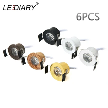 

LEDIARY 6pcs Mini LED Downlights 6 Colors 1.5W 27mm 100V-240V Jewelry Display Ceiling Recessed Cabinet Include Driver Spot Lamp