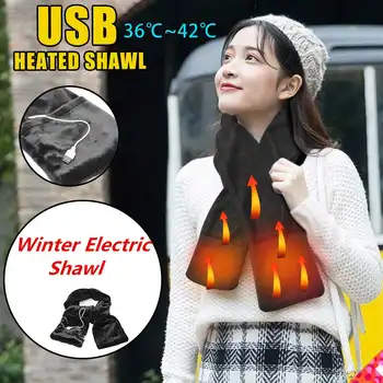 

USB Heated Car Home Electric Warming Heating Blanket Pad Shoulder Neck Mobile Heating Shawl Soft Winter Warm Carpet 148x18cm