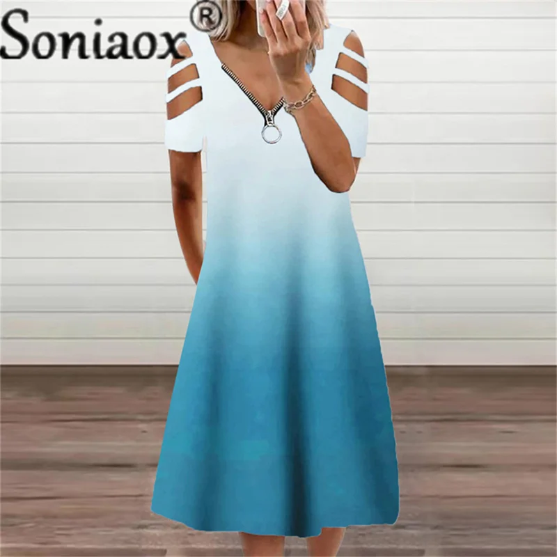 

Zipper Floral Print Short Sleeve Dress Women Sexy Summer V Neck Casual Elegant Vintage Hollow Out Dresses Streetwear