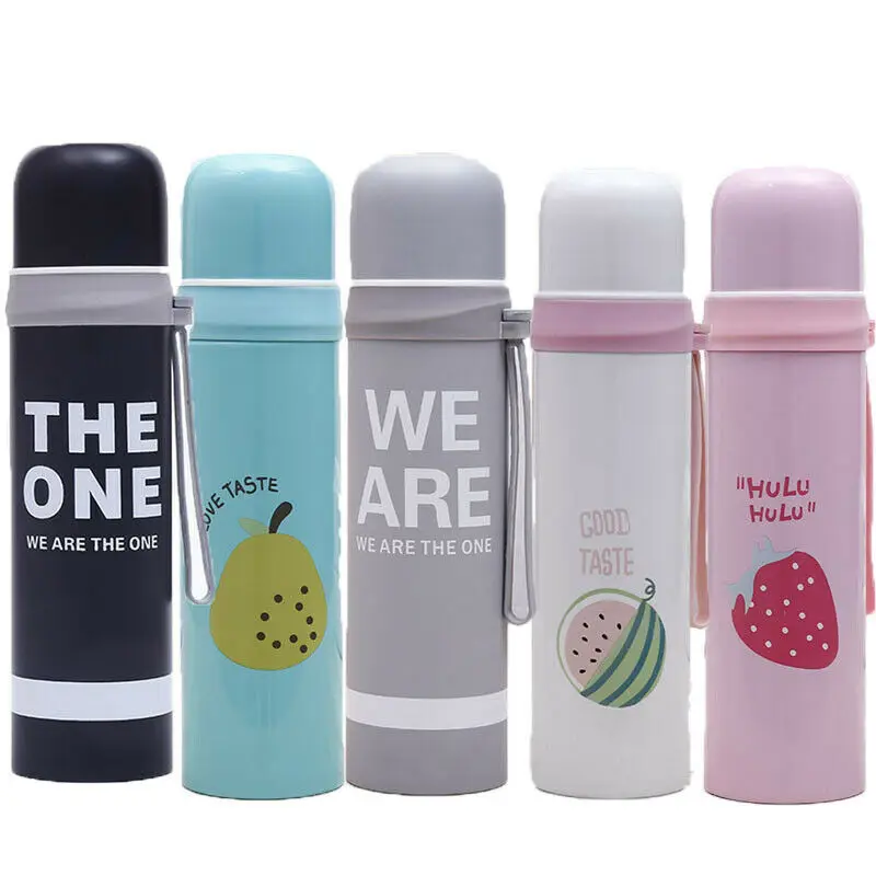

500ML Travel Portable Water Bottle Stainless Steel Vacuum Insulated Flask Thermal Sport Chilly Drinks Cold Cups