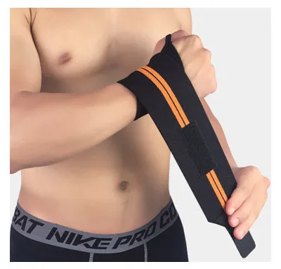 Orange 2PCS Wrist Support Weight Lifting Strap Fitness Gym Sport Wrist Wrap Bandage Hand Support Wristband Hand Protection - Color: Orange