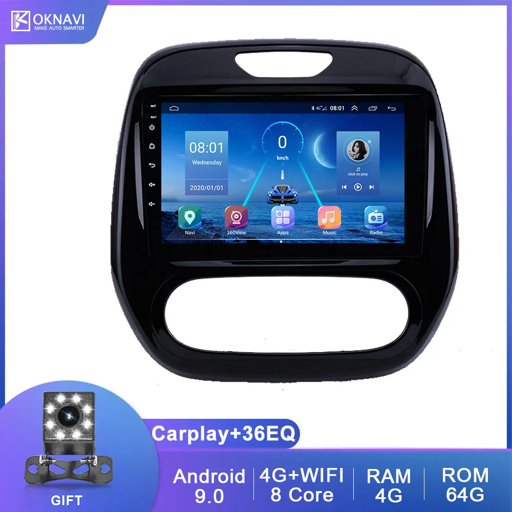 

Android 9.0 Car Head Unit Radio Audio GPS Multimedia Player For Renault Captur CLIO 2011-2019 Manual AT GPS Navigation No DVD