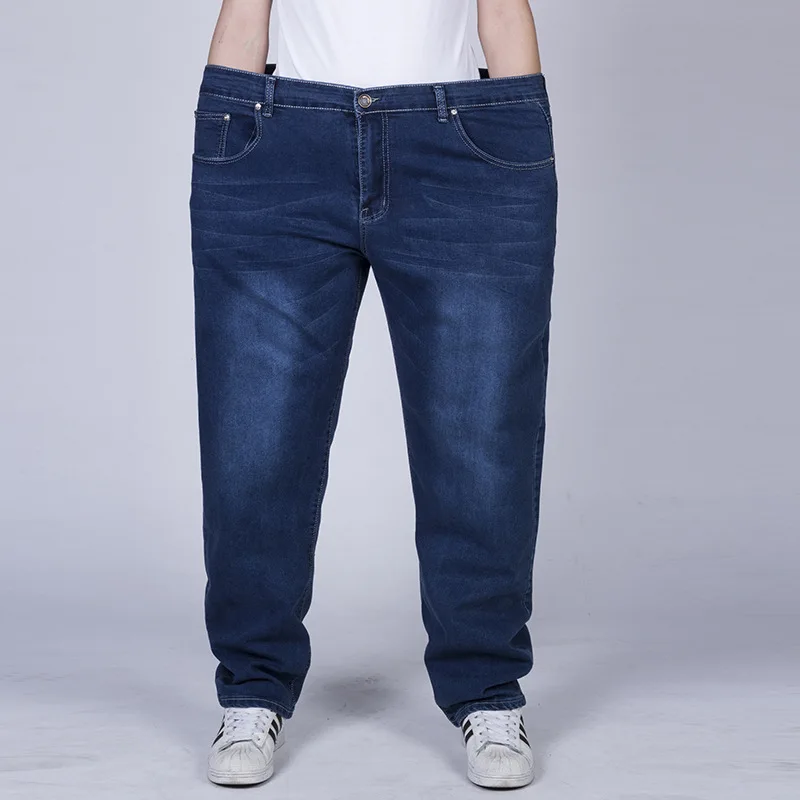 Новые зимние джинсы мужские свободные супер большие мужские джинсовые брюки высокого качества 90% хлопок стрейч мужские джинсы из денима плюс большие размеры 27 до 48 - Цвет: Синий