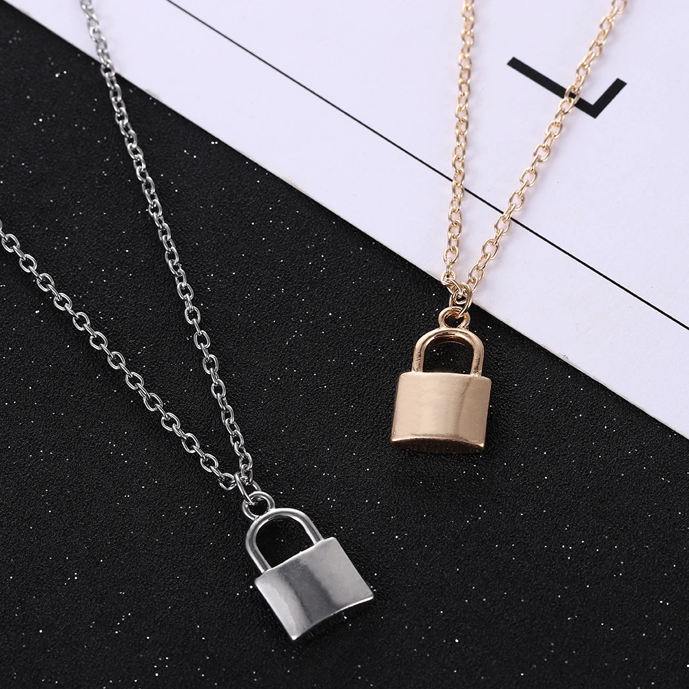 Offre Spéciale nouveau Simple mode métal placage serrure collier luxueux dames pendentif clavicule chaîne européenne et américaine bijoux