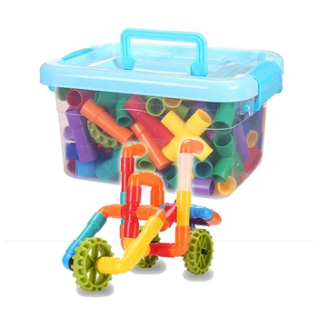 

144pcs/box Plastic pipe building blocks spelling toys 3 years old children's desktop water pipe building blocks educational toys