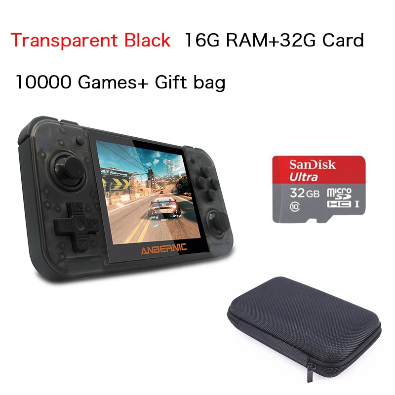 32G Tra -black Dikdoc RG350 Linux Системы чехол для телефона в виде ретро-игровой консоли 3,5 дюймов ips Экран портативная игровая консоль 32/64G сим-карту до 15000+ игра Быстрая - Цвет: 32G Tra -black