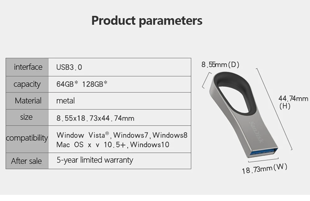 Двойной Флеш-накопитель SanDisk CZ93 флеш-накопитель USB 3,0 64 ГБ флеш-накопитель 128 ГБ Высокое Скорость до 130 МБ/с. ручка накопители флешки металла Шифрование U диск