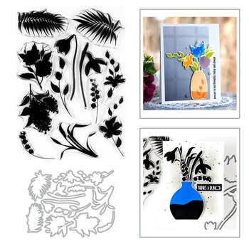 

2020 New Flower Orchid Leaves Thanksgiving Day Clear Stamps and Metal Cutting Dies For DIY Scrapbooking Paper Craft Card Making