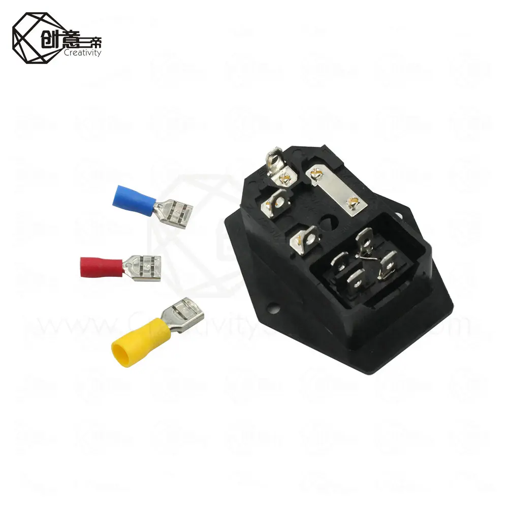 

3d printer parts Rocker switch power connector plug power socket switch Voltage current 15 a 220 v / 110 v retailwholesale