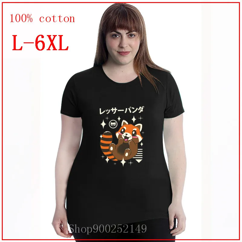 Женская футболка с рисунком Красной панды топы размера плюс 4XL 5XL 6XL из 100% хлопка