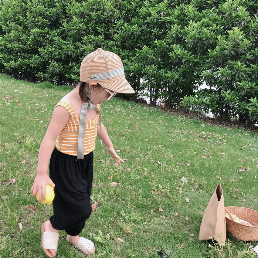 Roupas de Verão Algodão sem Mangas Crianças Novas Meninas Colete Bebê Elástico Cabresto Topos Menina Moda Estilingue Roupas 2020 38 algodão sem mangas colete bebê crianças elástico