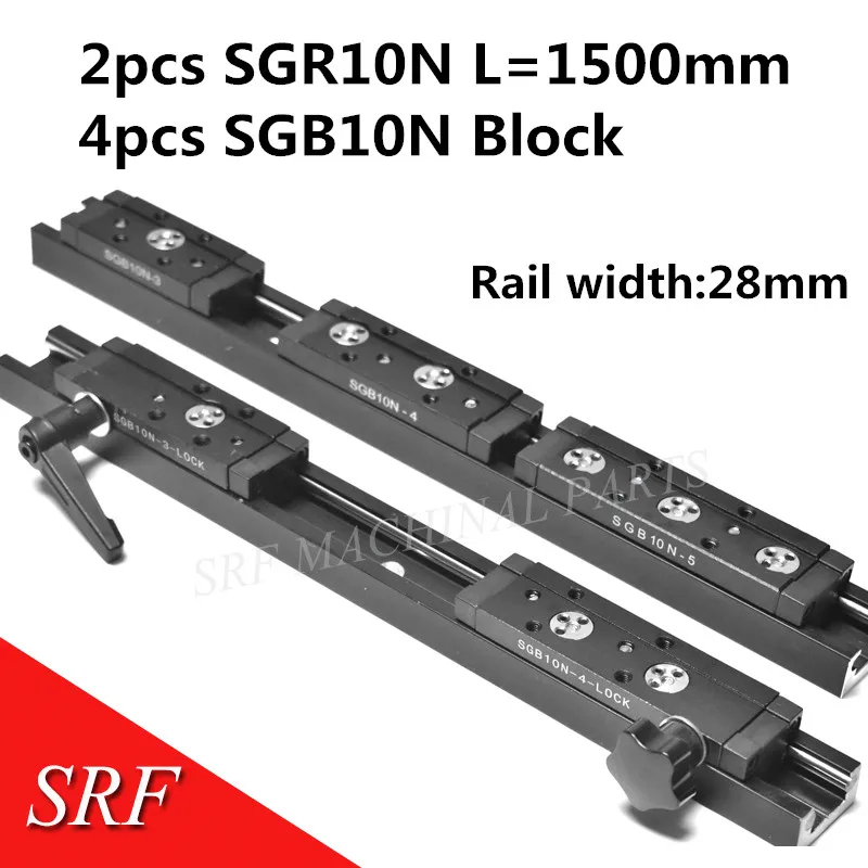 Прямоугольная направляющая для колес 2 шт. SGR10N L = 1500 мм с 4 роликовыми рельсовыми