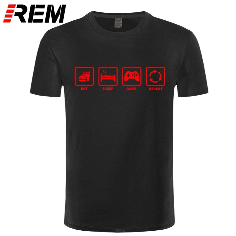 Футболка REM мужская с надписью Eat Sleep брендовая тенниска забавным компьютерным