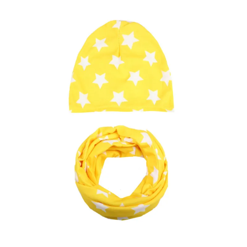 Детский вязаный набор из шапки и шарфа, одноцветная детская хлопковая шляпа на зиму осень, теплые шапки-бини для мальчиков и девочек