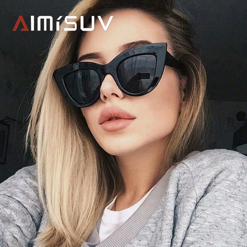 AIMISUV новинка кошачий глаз солнцезащитные очки для женщин Ретро стиль в форме