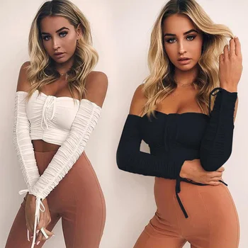 

Fashion Tube Tops One-Shoulder With Stretch Pleats Personality Super Elastic Quality Good Comfort Breathable Tops
