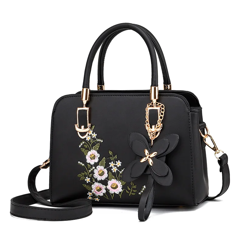 Bolso de mano para mujer, bandolera de cuero salvaje, informal, con bordado  de hombro, a la moda, novedad de 2021|Bolsos bandolera| - AliExpress