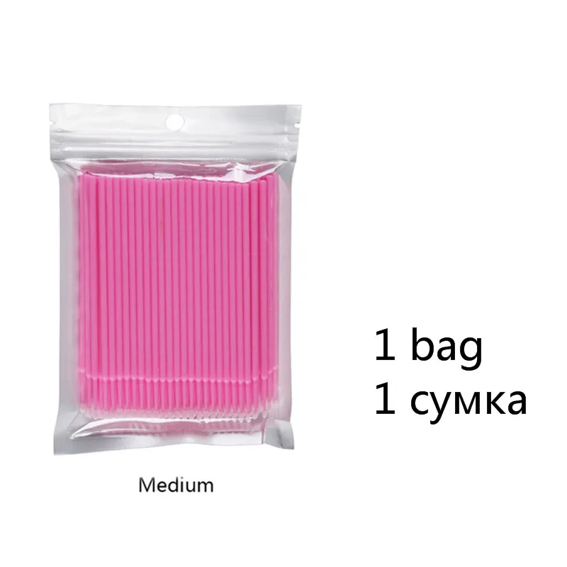 Fadvan 100 шт./лот Микро Кисти для ресниц щетки для нанесения клея Наращивание ресниц без ворса одноразовые аппликаторы палочки инструменты для макияжа - Handle Color: Pink-1
