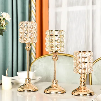 

Nordic Crystal Candle Holders Luxury Candelabra Table Centerpiece Creative Wedding Portacandele Candlestick Holders AC50ZT