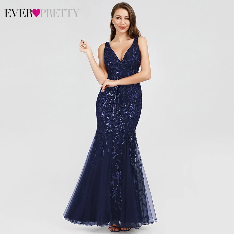 Robe De Soiree Ever красивые сексуальные вечерние платья Русалка Длинные блестящие драпировки, тюль, вечерние платья элегантные женские вечерние платья - Цвет: EP07886NB-AStyle