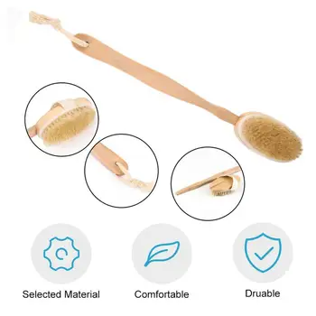 

Natural Long Handled Wooden Body Brush Massager Wood Bath Shower Back Scrubber Skin Cleaning Brush For Back Cleaning Helper