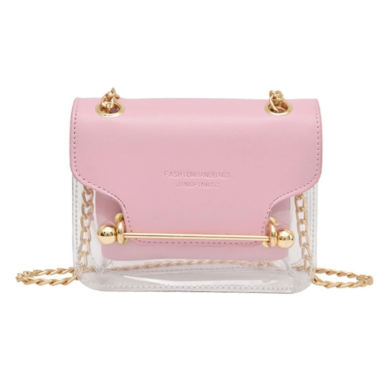 

ABZC-Fashion Women Design Small Square Shoulder Bag Clear Transparent Pu Composite Messenger Bags New Female Handbags
