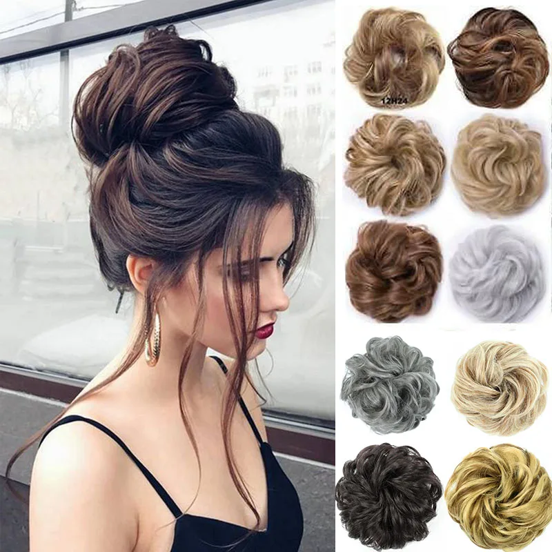 

LIHUI Hair Bun Extensions Wavy Curly Messy Hair Extensions Donut Hair Chignons Hair Piece Ponytail Extensions headwear