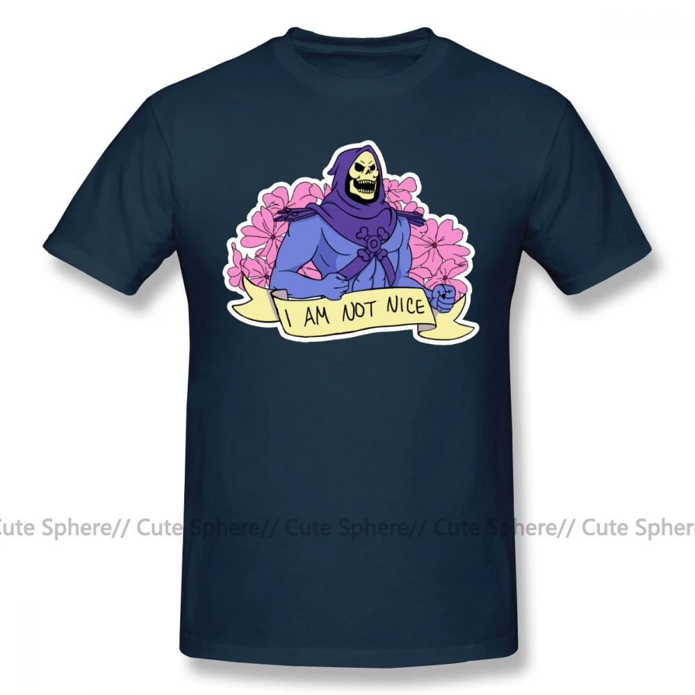Skeletor футболка I AM NOT Good, футболка с принтом, мужские футболки, большие размеры, 100 хлопок, милая летняя футболка с коротким рукавом - Цвет: Navy Blue
