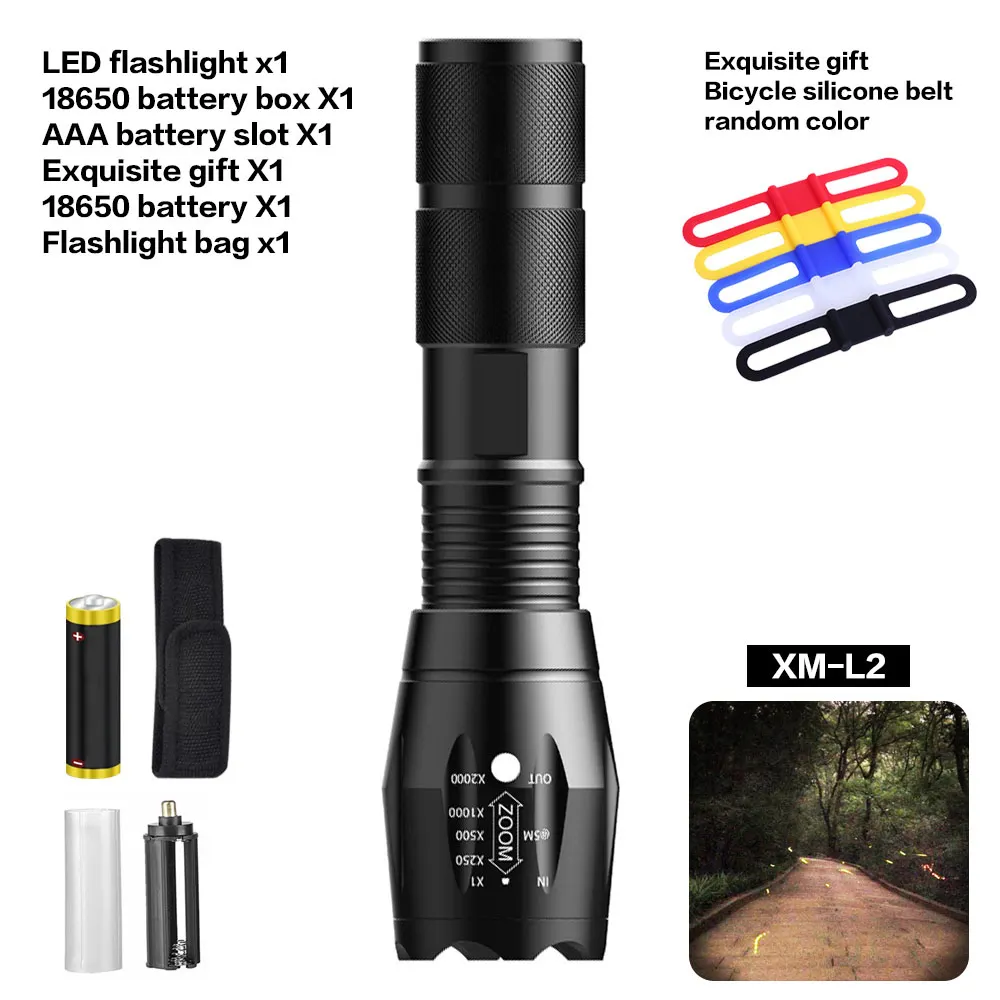 

BRELONG LED Aluminum Flashlight Dimmable Outdoor Waterproof Camping Tactical Flashlight Zoom Bicycle Lamp Camping Light