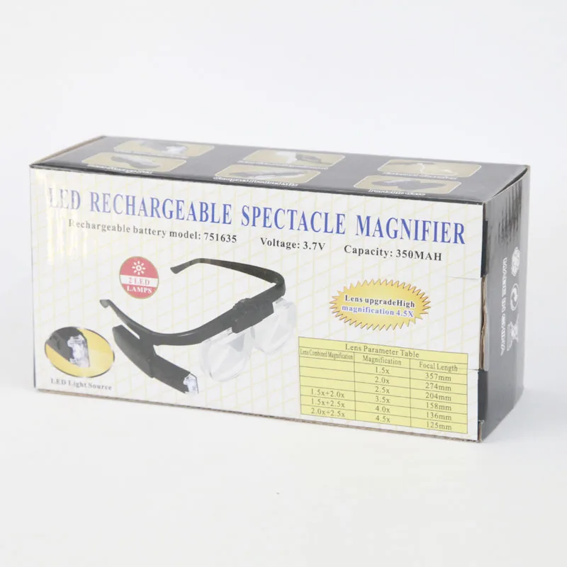 Loupe de bijoutier Professionnelle avec 2 LED - Support d'éclairage et