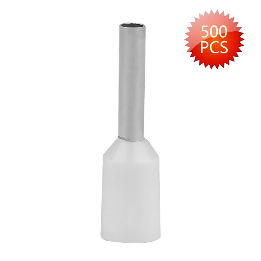 500pcs/set E1008 Cold Pressed Terminal Tubes Insulated Terminals Cable Connector - Color: White