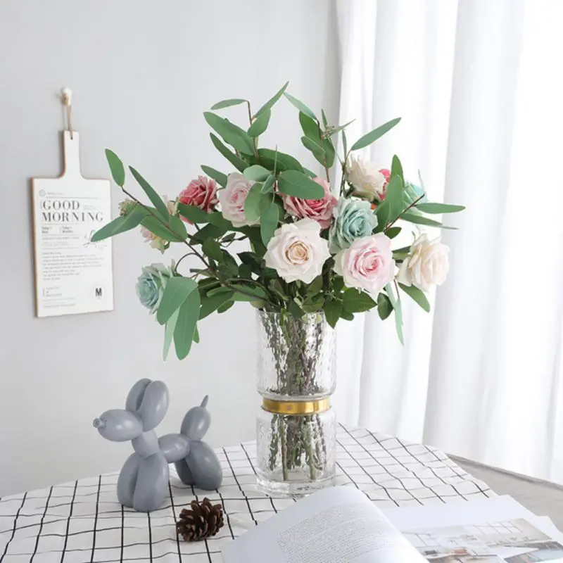 USA Artificial Silk Rose Flowers for Wedding Bridal Bouquet Home Decor Valentine's Day Gift Flower